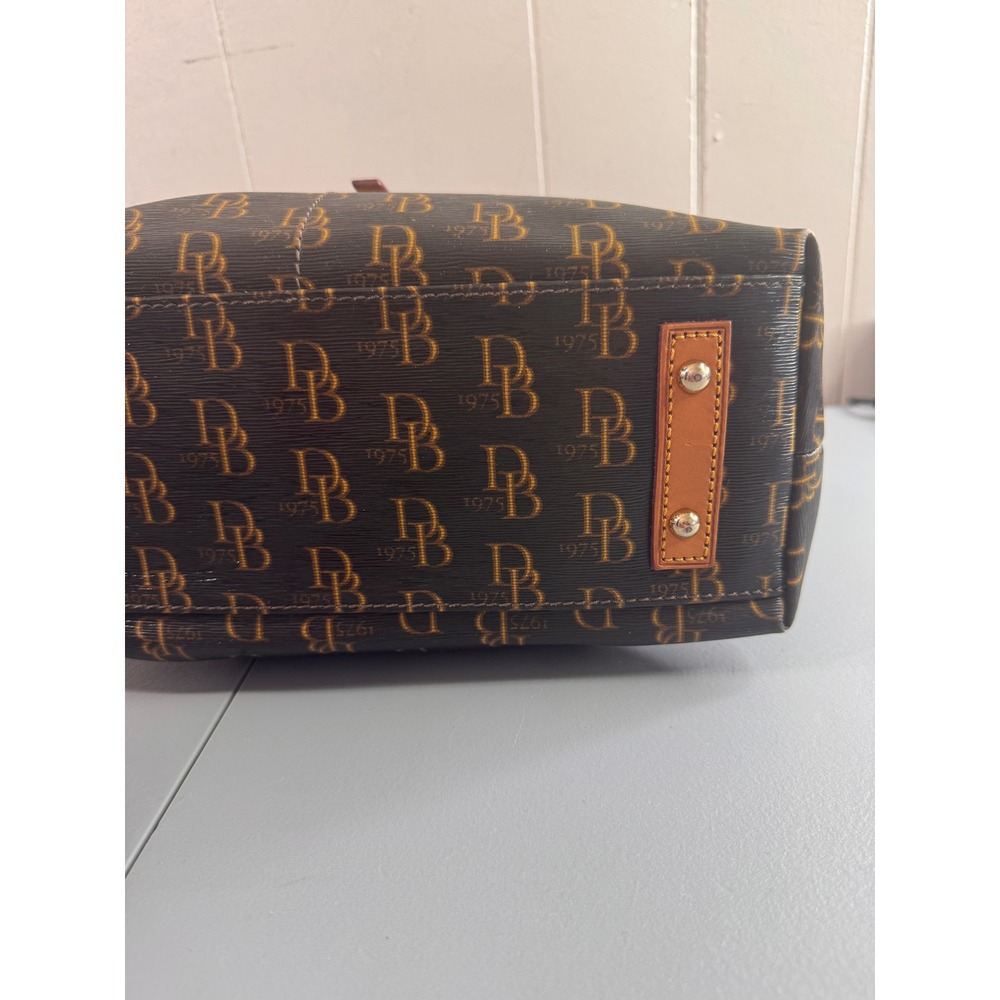 Dooney & Bourke Hobo Bag Womens Large Brown Monogram Coated Canvas Leather Trim - Picture 7 of 13